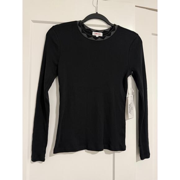 $125 New Goldie Lewinter Ribbed Pyramid Tipped Long Sleeve Tee - Small - black - Picture 3 of 6